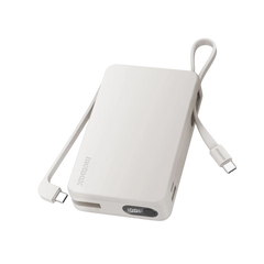 Momax 1-Power Vital+ 20000mAh Battery Pack with Dual Built-in USB-C Cable (White)