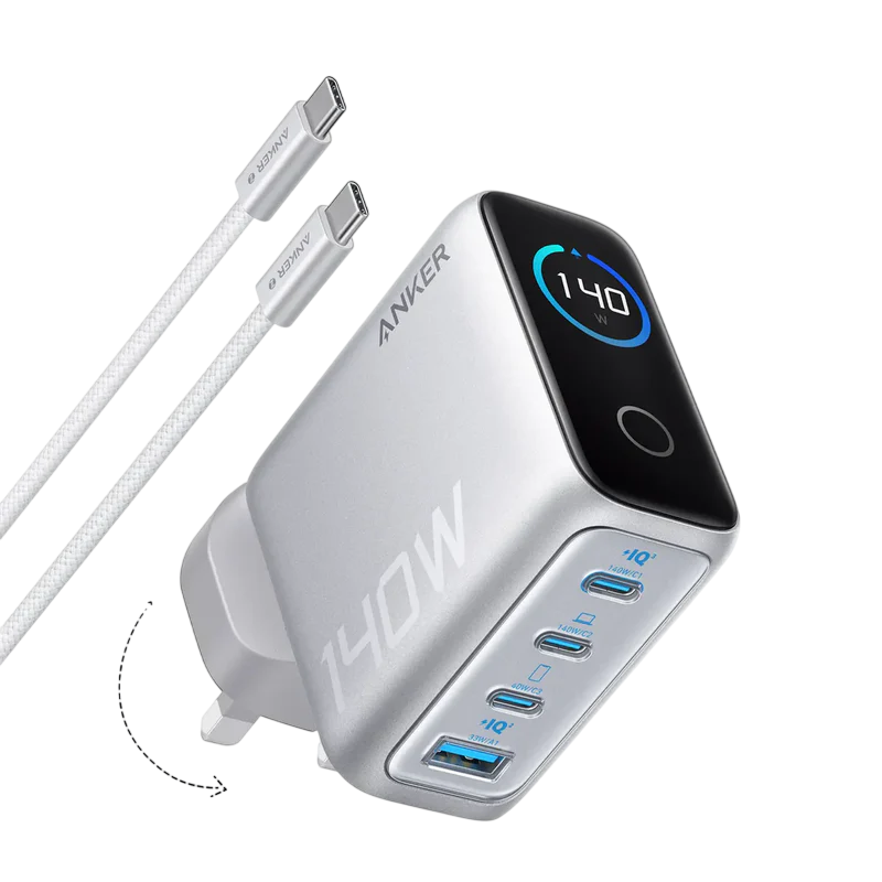 Anker 4-Port Wall Charger, 140W - Silver