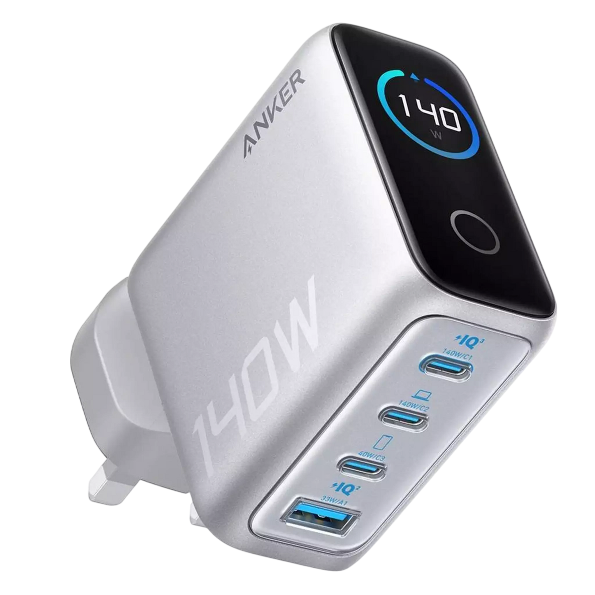 Anker 4-Port Wall Charger, 140W - Silver