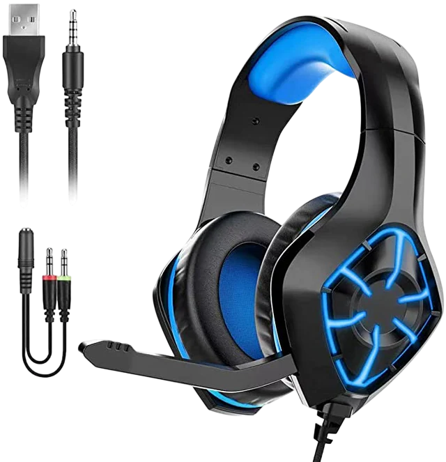 MSL GS-1000 PC Gaming Headset Over-Ear Gaming Headphones with Mic LED