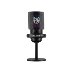 Sades ME6S Tyto Gaming and Streaming Microphone with Stand and Boom Arm - Black
