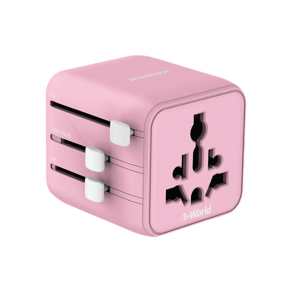 Momax 1-World Travel Adaptor (Pink)