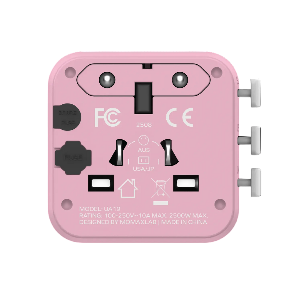 Momax 1-World Travel Adaptor (Pink)