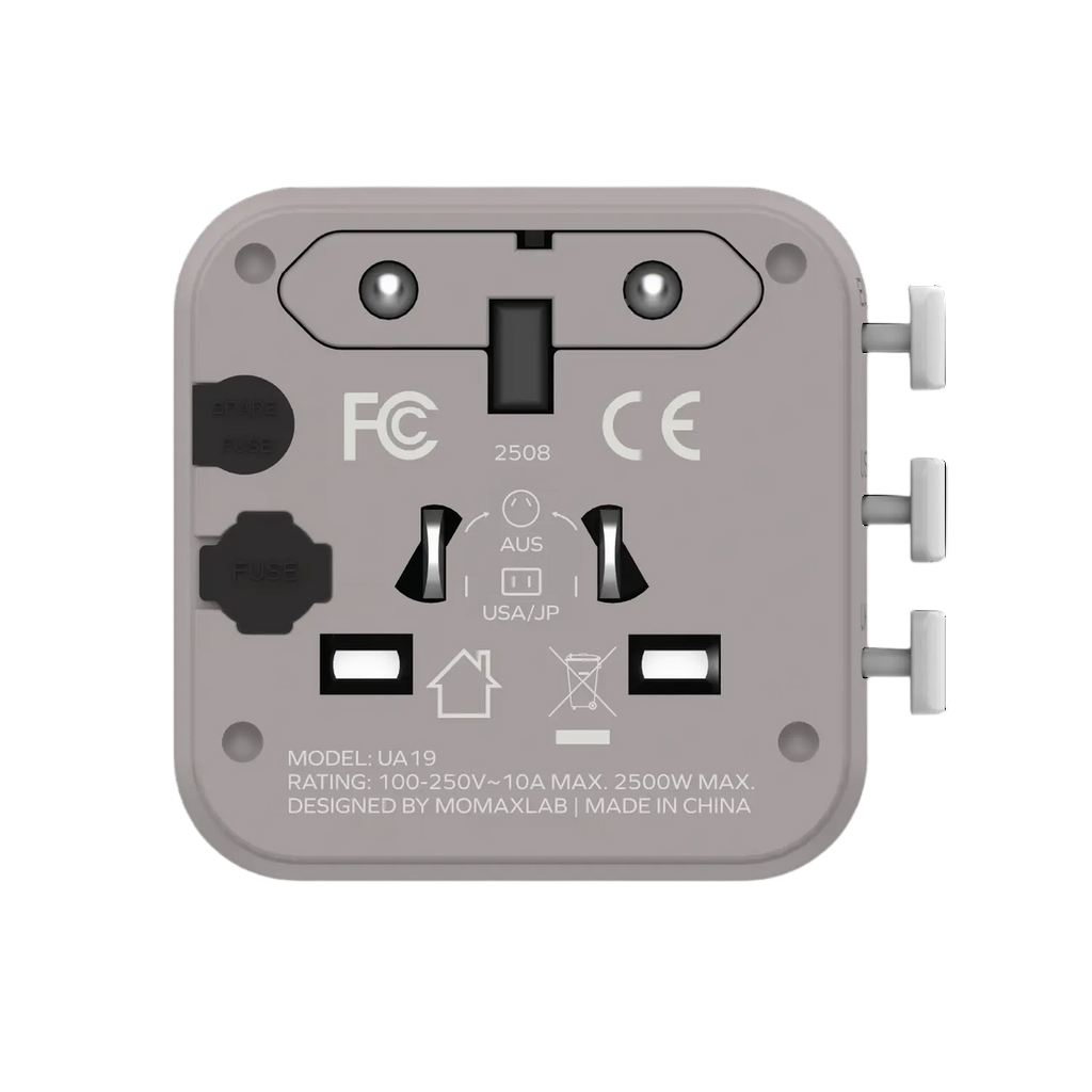 Momax 1-World Travel Adaptor (Gray)