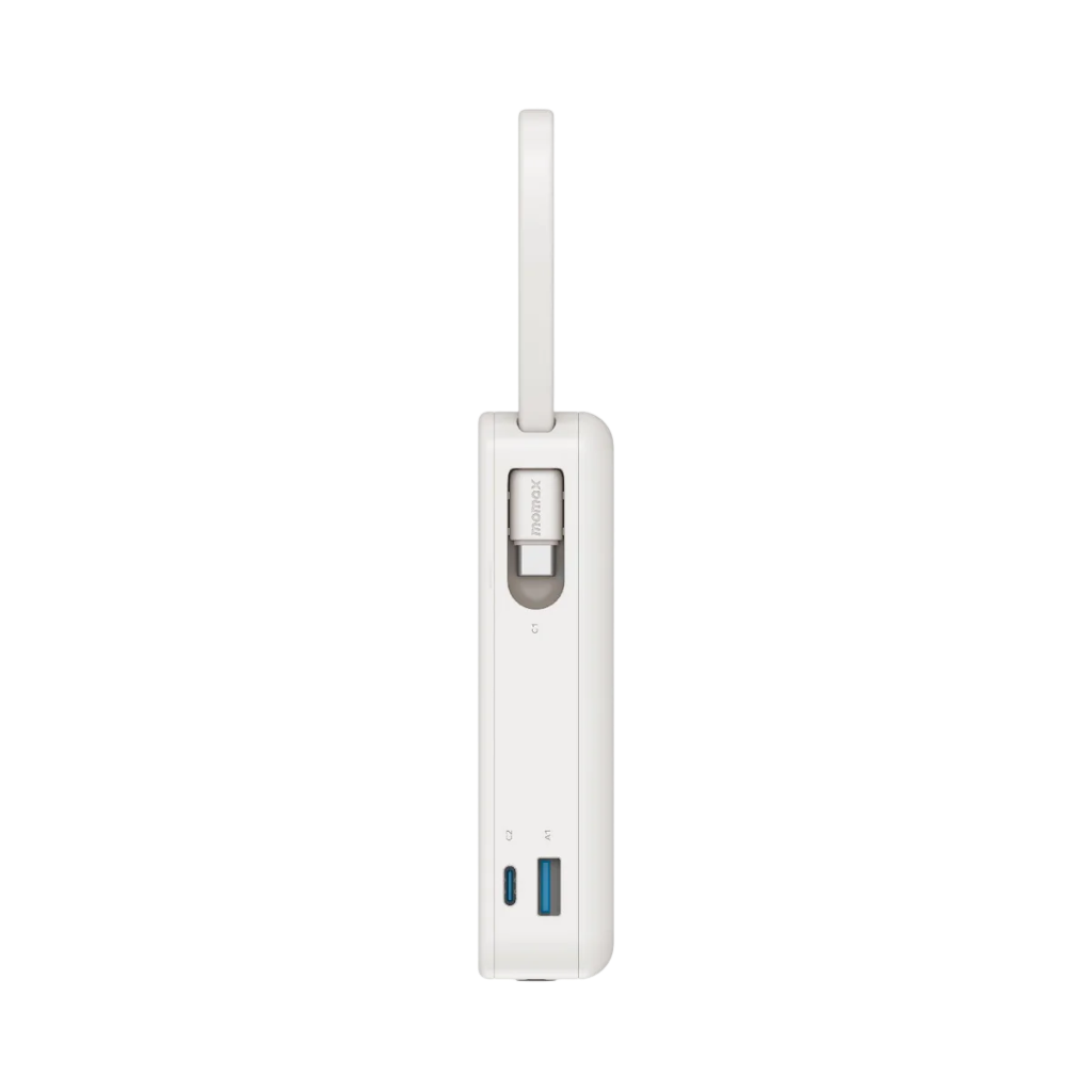 Momax 1-Power Vital+ 20000mAh Battery Pack with Dual Built-in USB-C Cable (White)