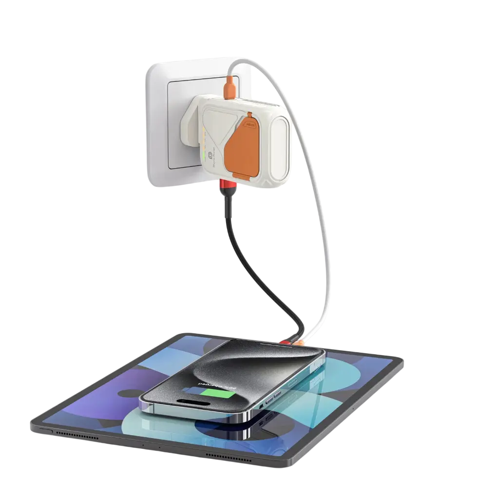 Phone Planet 10 IN 1 Magnetic Power Bank 10000mAh with Built-In Phone Stand (White)