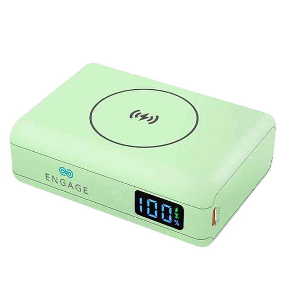 Engage Compact Wireless Magnetic Power Bank 10000mAh | 45W PD, LED Display Pink