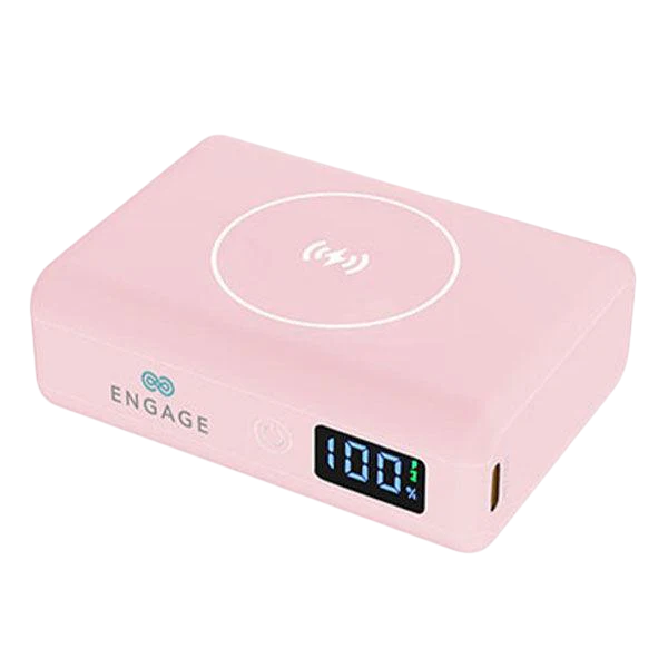 Engage Compact Wireless Magnetic Power Bank 10000mAh | 45W PD, LED Display Pink